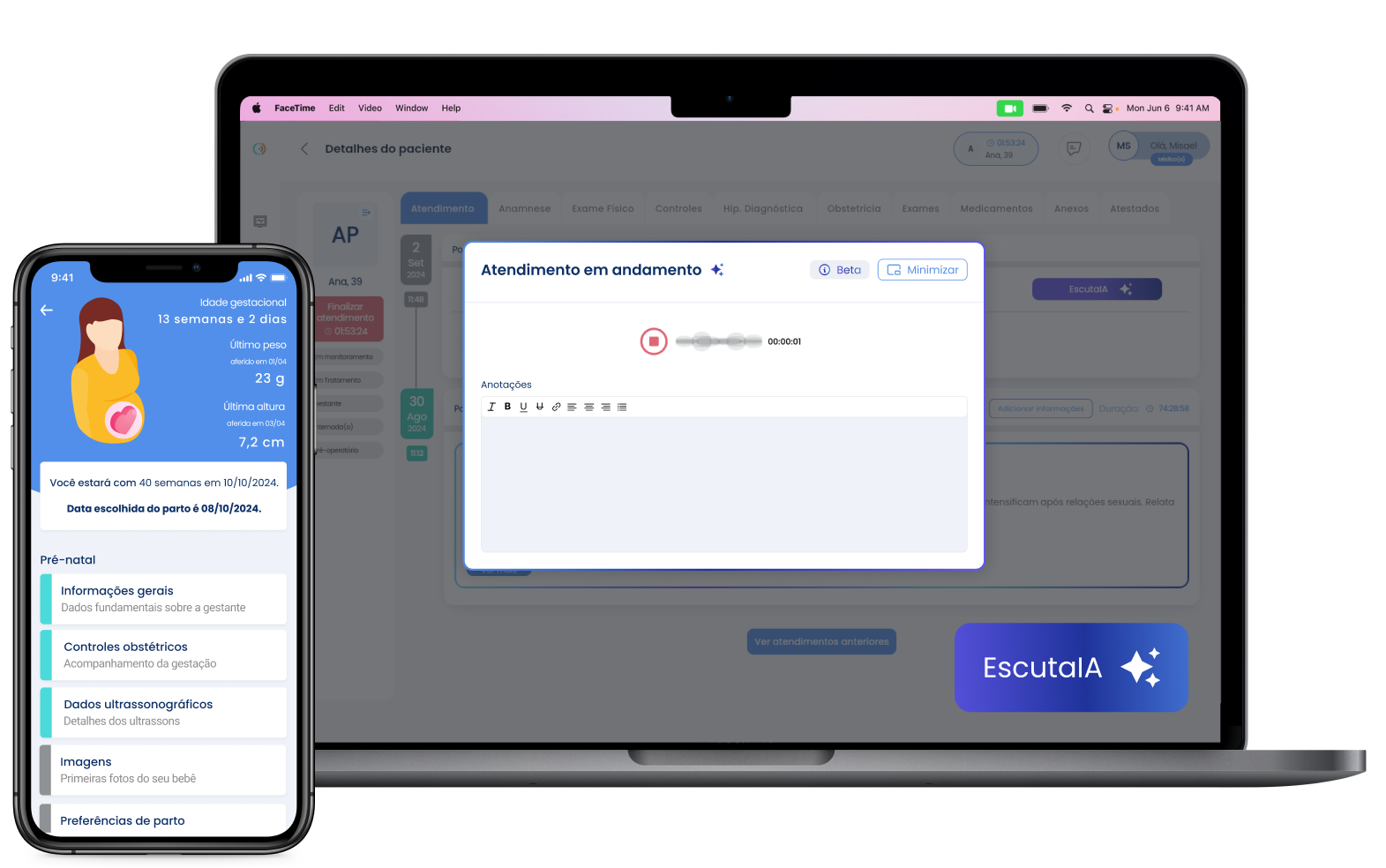 Plataforma Health Mode no Notebook e Smartphone